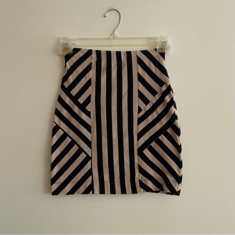Black and Tan Contrast Stripe Mini Skirt